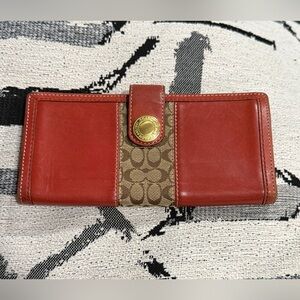 Good condition Coach Red and Brown Wallet